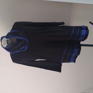 Kim Rogers women's asymmetrical blue and black blouse XL with neck scarf